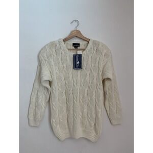 VTG Hunters Run Sweater Women Sz S Deadstock Ivory Fisherman Coastal Nautical